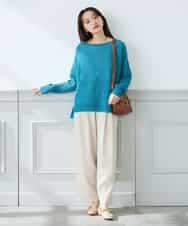 K3FFD24044 a.v.v Elmi(アー・ヴェ・ヴェ) 【低身長サイズ】ペーパーライクヤーンニット グリーン