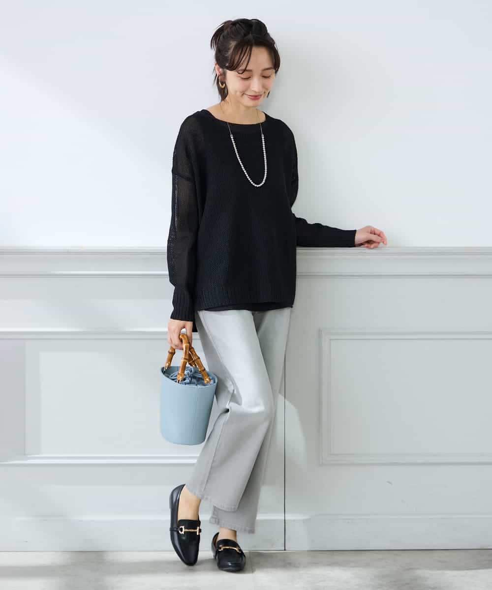 K3FFD24044 a.v.v Elmi(アー・ヴェ・ヴェ) 【低身長サイズ】ペーパーライクヤーンニット グリーン