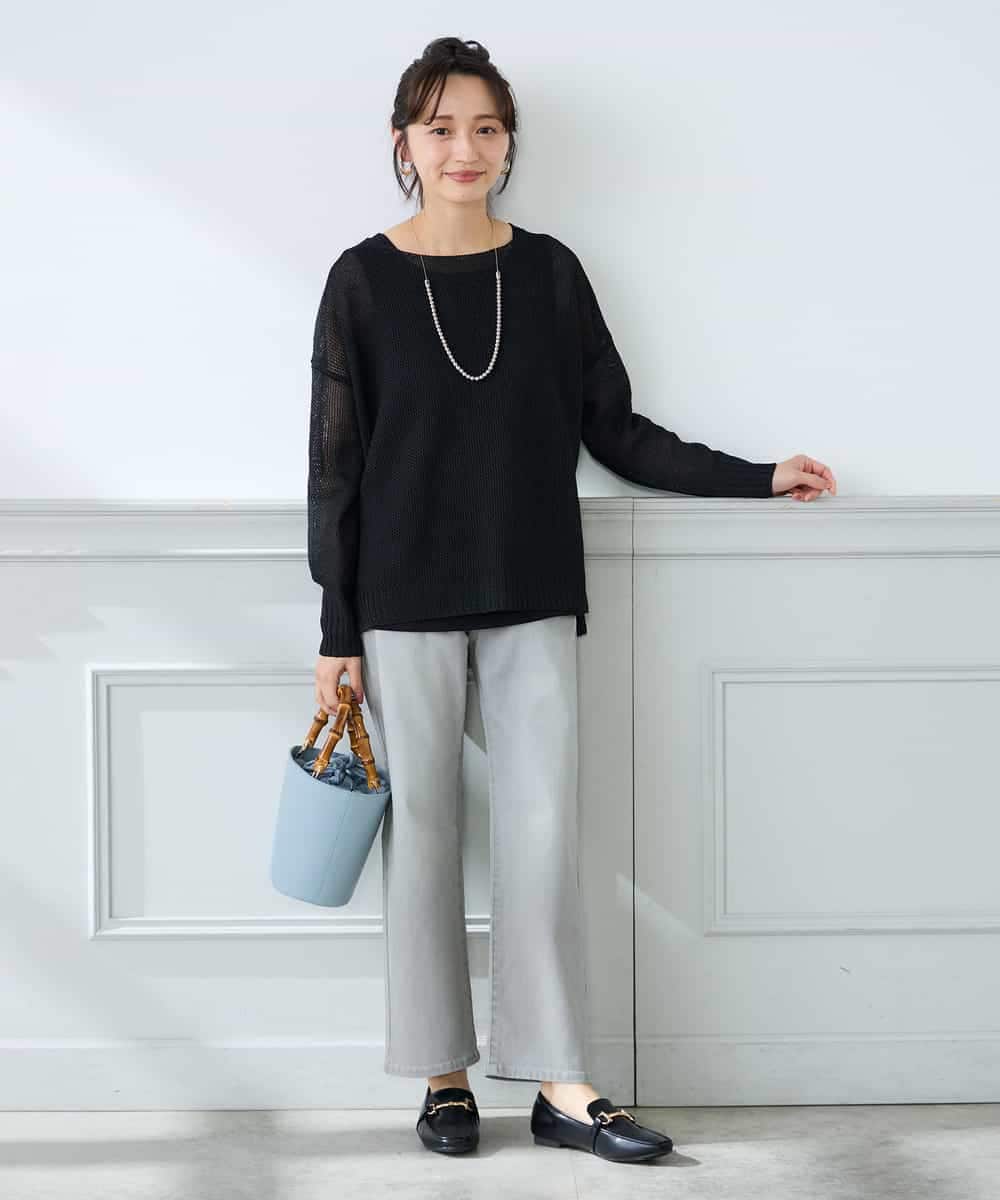 K3FFD24044 a.v.v Elmi(アー・ヴェ・ヴェ) 【低身長サイズ】ペーパーライクヤーンニット グリーン