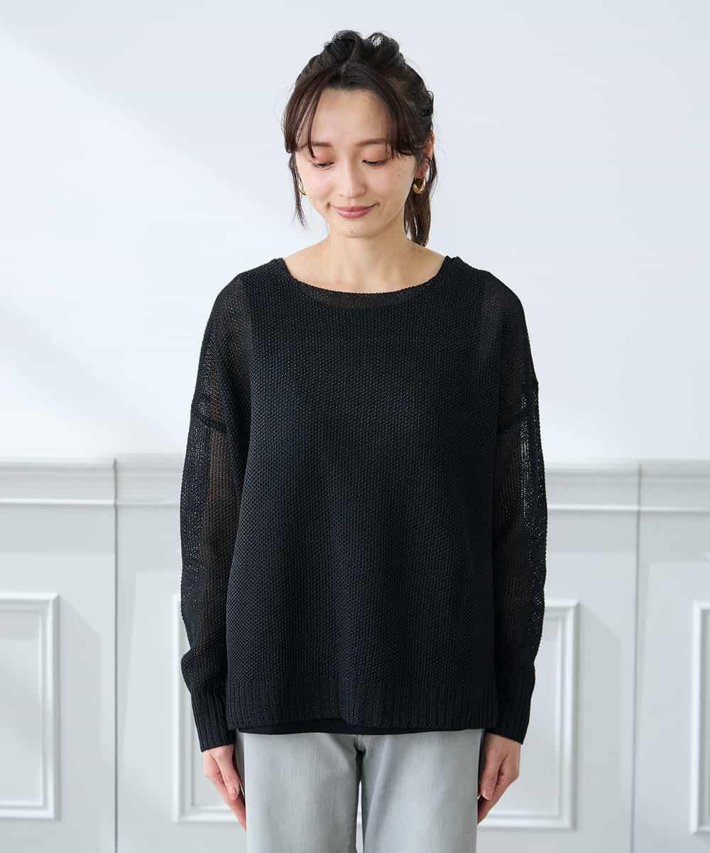 K3FFD24044 a.v.v Elmi(アー・ヴェ・ヴェ) 【低身長サイズ】ペーパーライクヤーンニット グリーン