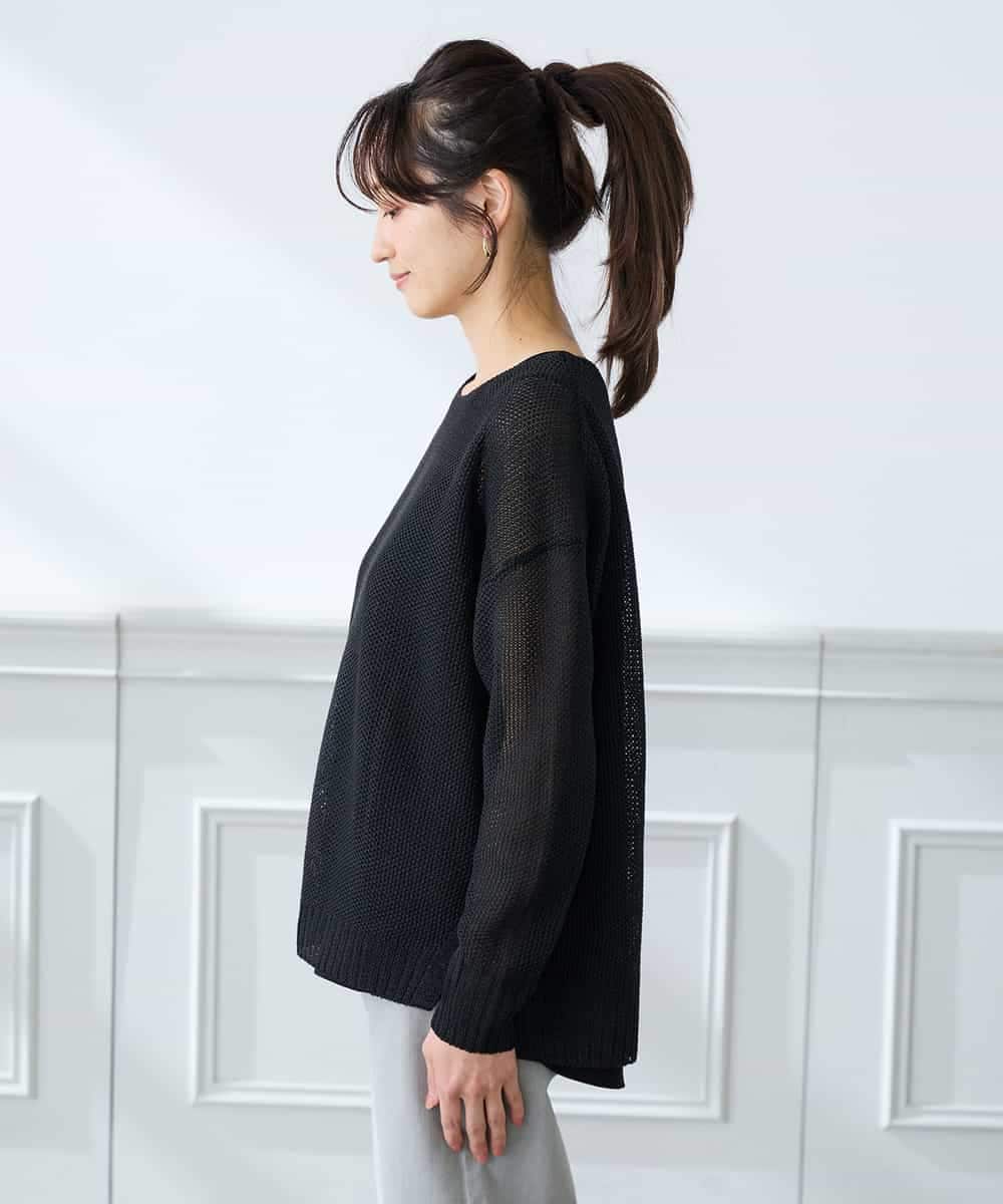 K3FFD24044 a.v.v Elmi(アー・ヴェ・ヴェ) 【低身長サイズ】ペーパーライクヤーンニット グリーン