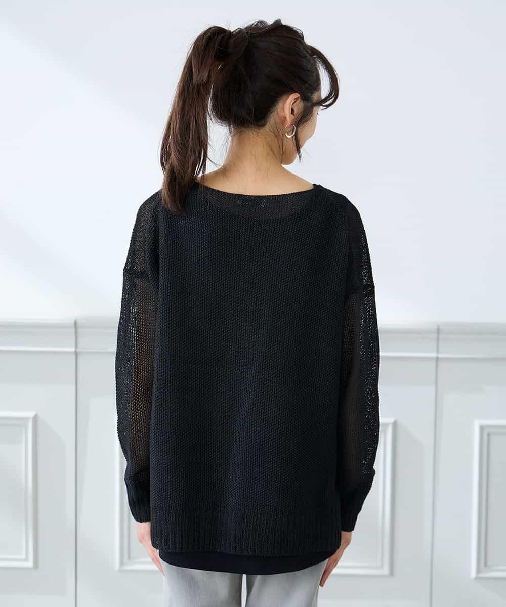 K3FFD24044 a.v.v Elmi(アー・ヴェ・ヴェ) 【低身長サイズ】ペーパーライクヤーンニット グリーン