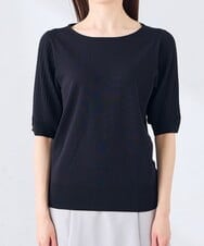 K3FGD12044 a.v.v Elmi(アー・ヴェ・ヴェ) 【低身長サイズ】プリーツスリーブサマーニット【接触冷感/UVカット】 グリーン