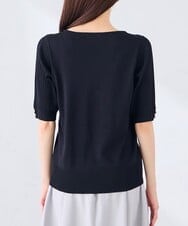 K3FGD12044 a.v.v Elmi(アー・ヴェ・ヴェ) 【低身長サイズ】プリーツスリーブサマーニット【接触冷感/UVカット】 グリーン