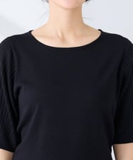 K3FGD12044 a.v.v Elmi(アー・ヴェ・ヴェ) 【低身長サイズ】プリーツスリーブサマーニット【接触冷感/UVカット】 グリーン