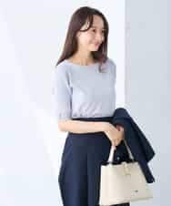 K3FGD12044 a.v.v Elmi(アー・ヴェ・ヴェ) 【低身長サイズ】プリーツスリーブサマーニット【接触冷感/UVカット】 グリーン