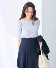 K3FGD12044 a.v.v Elmi(アー・ヴェ・ヴェ) 【低身長サイズ】プリーツスリーブサマーニット【接触冷感/UVカット】 グリーン