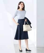 K3FGD12044 a.v.v Elmi(アー・ヴェ・ヴェ) 【低身長サイズ】プリーツスリーブサマーニット【接触冷感/UVカット】 グリーン