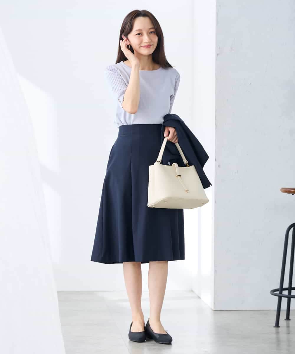 K3FGD12044 a.v.v Elmi(アー・ヴェ・ヴェ) 【低身長サイズ】プリーツスリーブサマーニット【接触冷感/UVカット】 グリーン