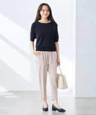 K3FGD12044 a.v.v Elmi(アー・ヴェ・ヴェ) 【低身長サイズ】プリーツスリーブサマーニット【接触冷感/UVカット】 グリーン