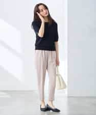 K3FGD12044 a.v.v Elmi(アー・ヴェ・ヴェ) 【低身長サイズ】プリーツスリーブサマーニット【接触冷感/UVカット】 グリーン