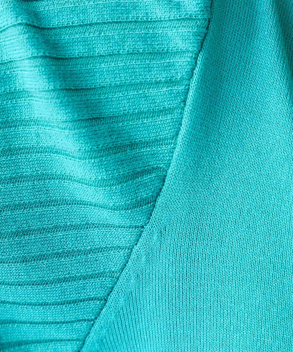 K3FGD12044 a.v.v Elmi(アー・ヴェ・ヴェ) 【低身長サイズ】プリーツスリーブサマーニット【接触冷感/UVカット】 グリーン