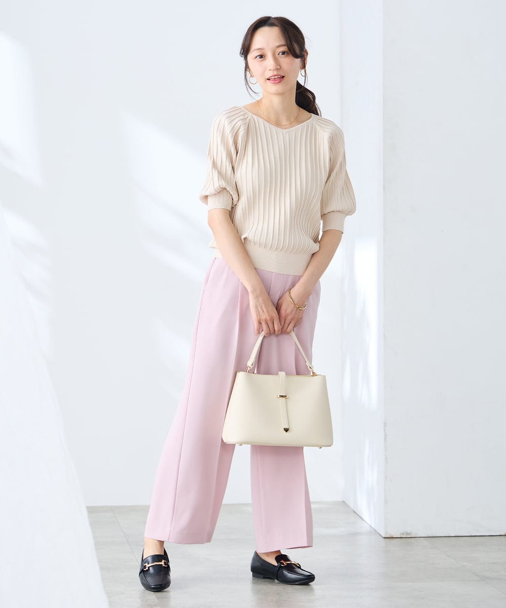 K3FGD15044 a.v.v Elmi(アー・ヴェ・ヴェ) 【低身長サイズ】プリーツライクサマーニット ピンク