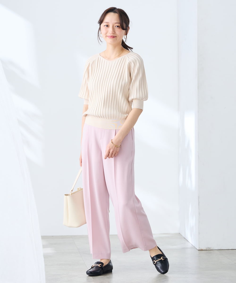 K3FGD15044 a.v.v Elmi(アー・ヴェ・ヴェ) 【低身長サイズ】プリーツライクサマーニット ピンク