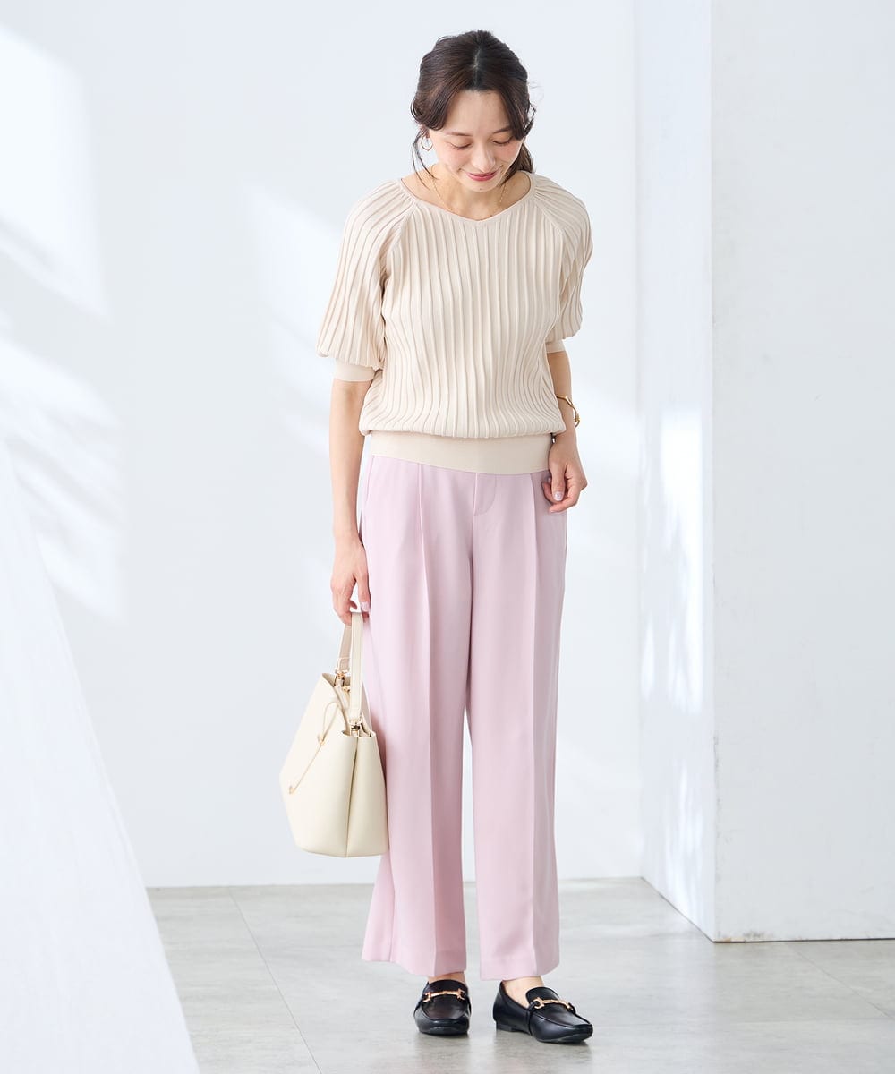 K3FGD15044 a.v.v Elmi(アー・ヴェ・ヴェ) 【低身長サイズ】プリーツライクサマーニット ピンク