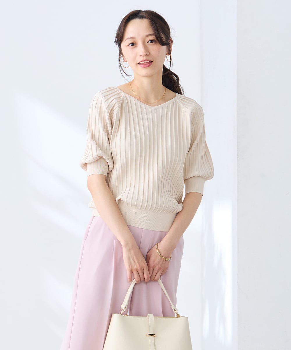 K3FGD15044 a.v.v Elmi(アー・ヴェ・ヴェ) 【低身長サイズ】プリーツライクサマーニット ピンク