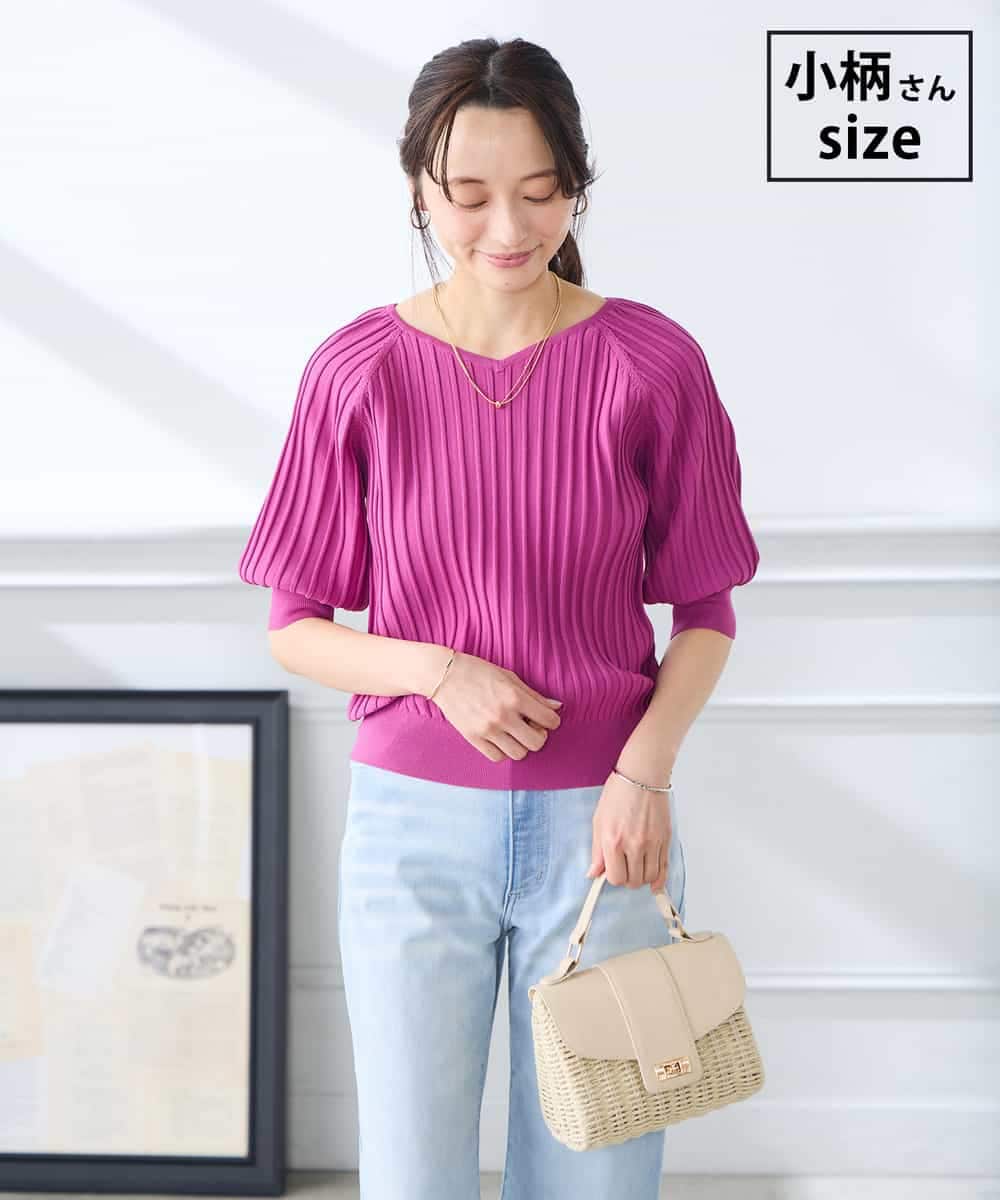 K3FGD15044 a.v.v Elmi(アー・ヴェ・ヴェ) 【低身長サイズ】プリーツライクサマーニット ピンク