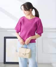 K3FGD15044 a.v.v Elmi(アー・ヴェ・ヴェ) 【低身長サイズ】プリーツライクサマーニット ピンク