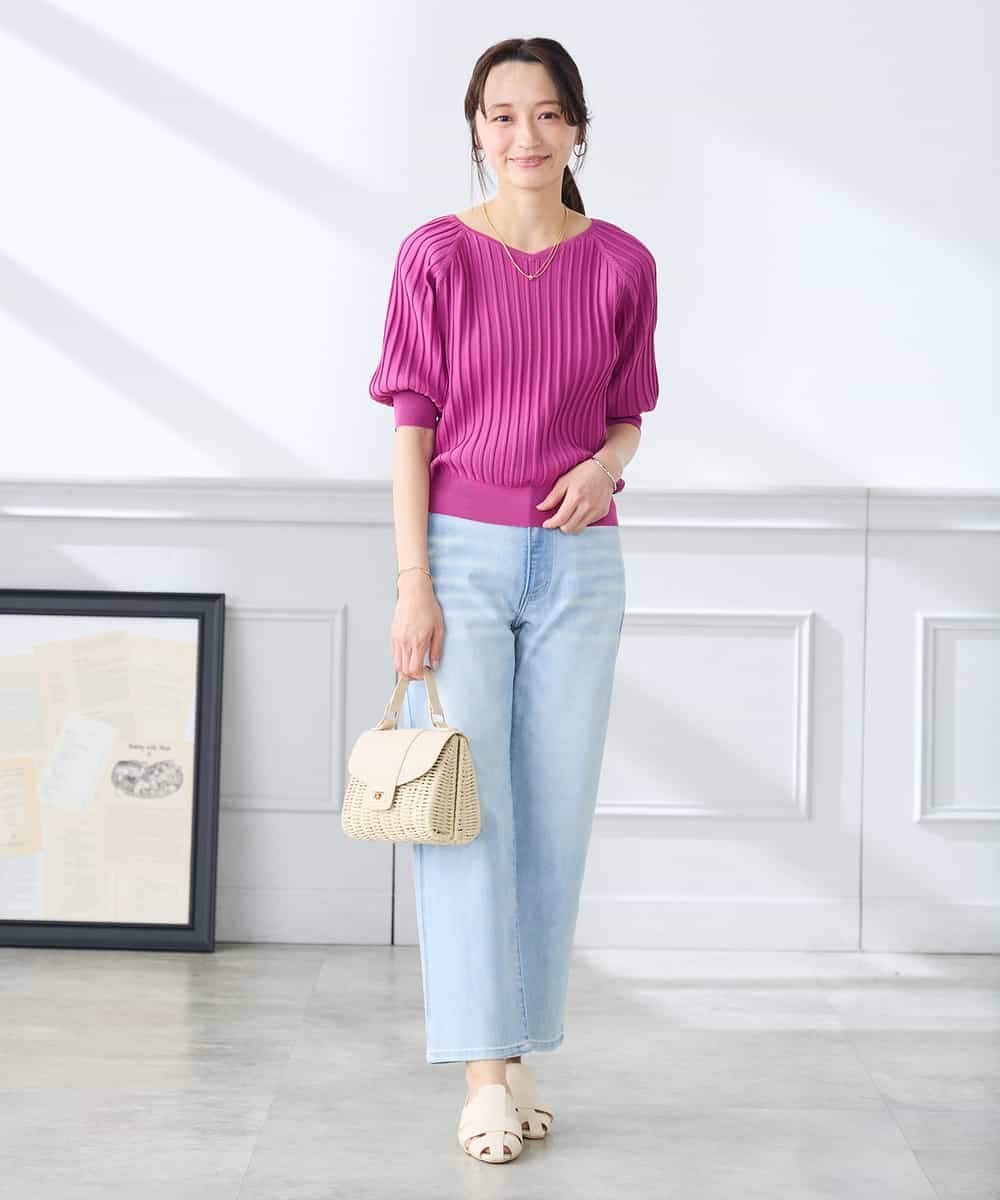 K3FGD15044 a.v.v Elmi(アー・ヴェ・ヴェ) 【低身長サイズ】プリーツライクサマーニット ピンク