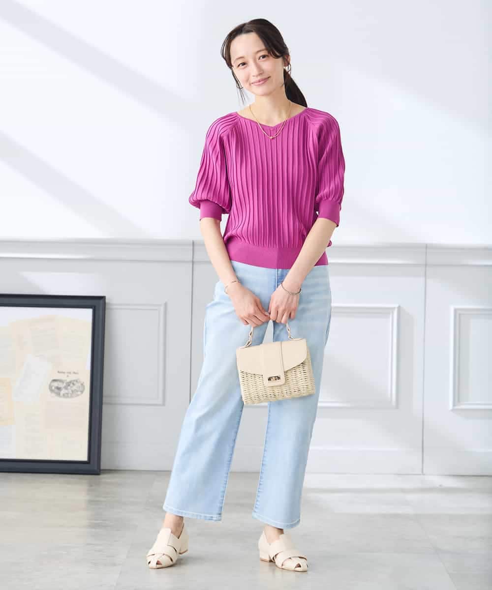 K3FGD15044 a.v.v Elmi(アー・ヴェ・ヴェ) 【低身長サイズ】プリーツライクサマーニット ピンク