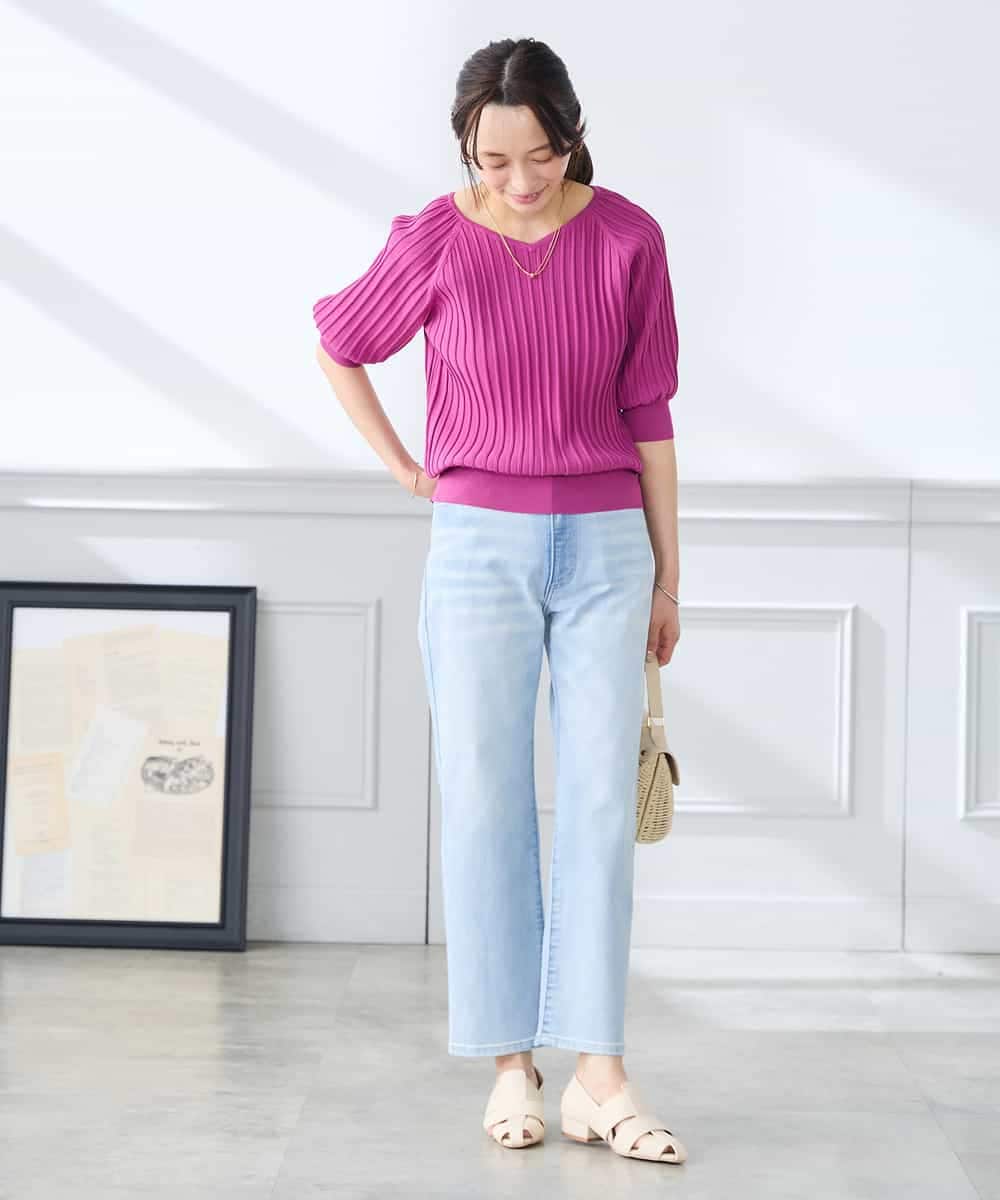 K3FGD15044 a.v.v Elmi(アー・ヴェ・ヴェ) 【低身長サイズ】プリーツライクサマーニット ピンク