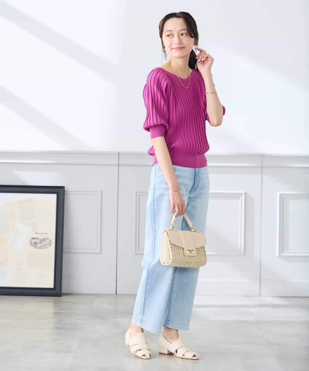 K3FGD15044 a.v.v Elmi(アー・ヴェ・ヴェ) 【低身長サイズ】プリーツライクサマーニット ピンク