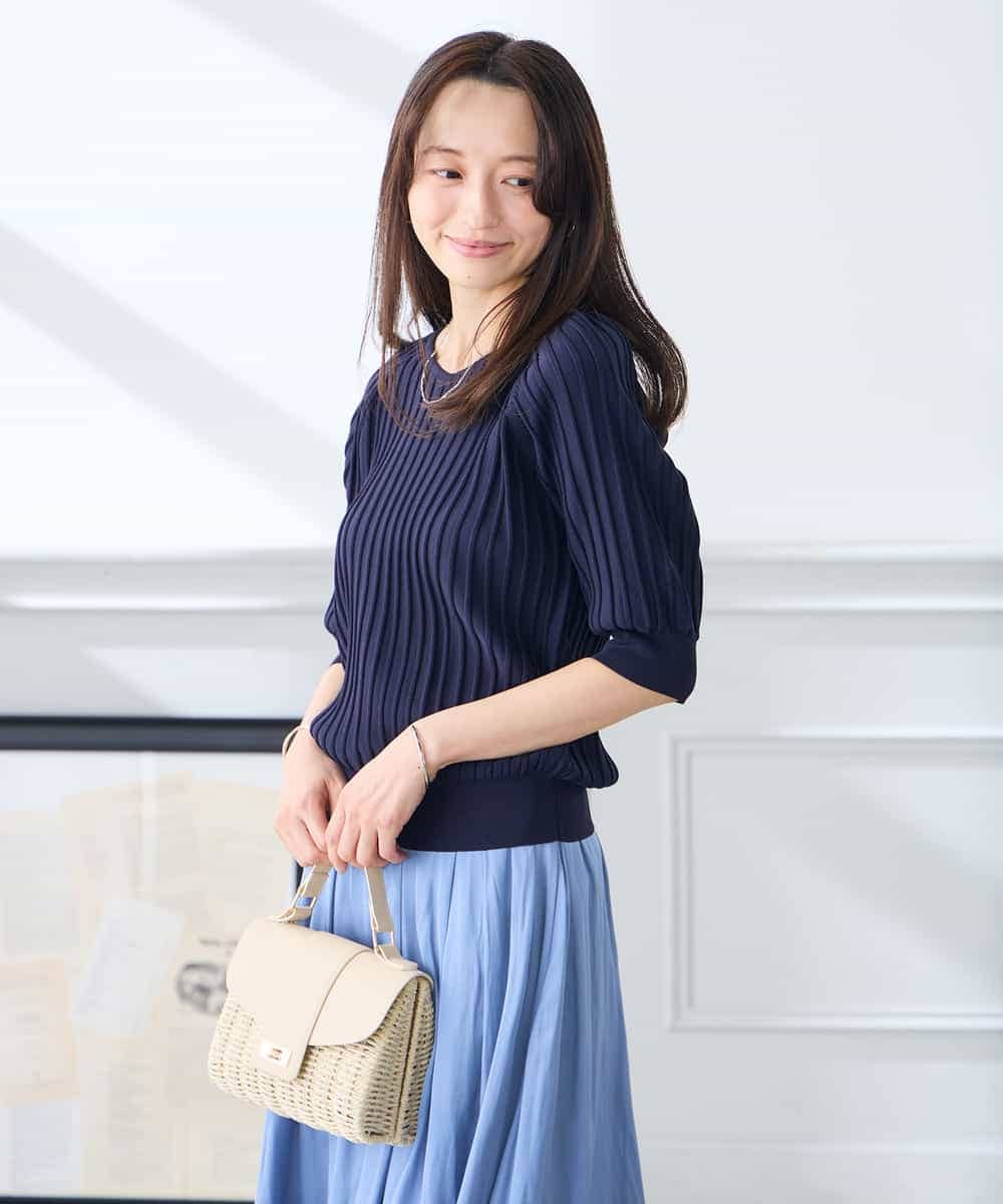 K3FGD15044 a.v.v Elmi(アー・ヴェ・ヴェ) 【低身長サイズ】プリーツライクサマーニット ピンク