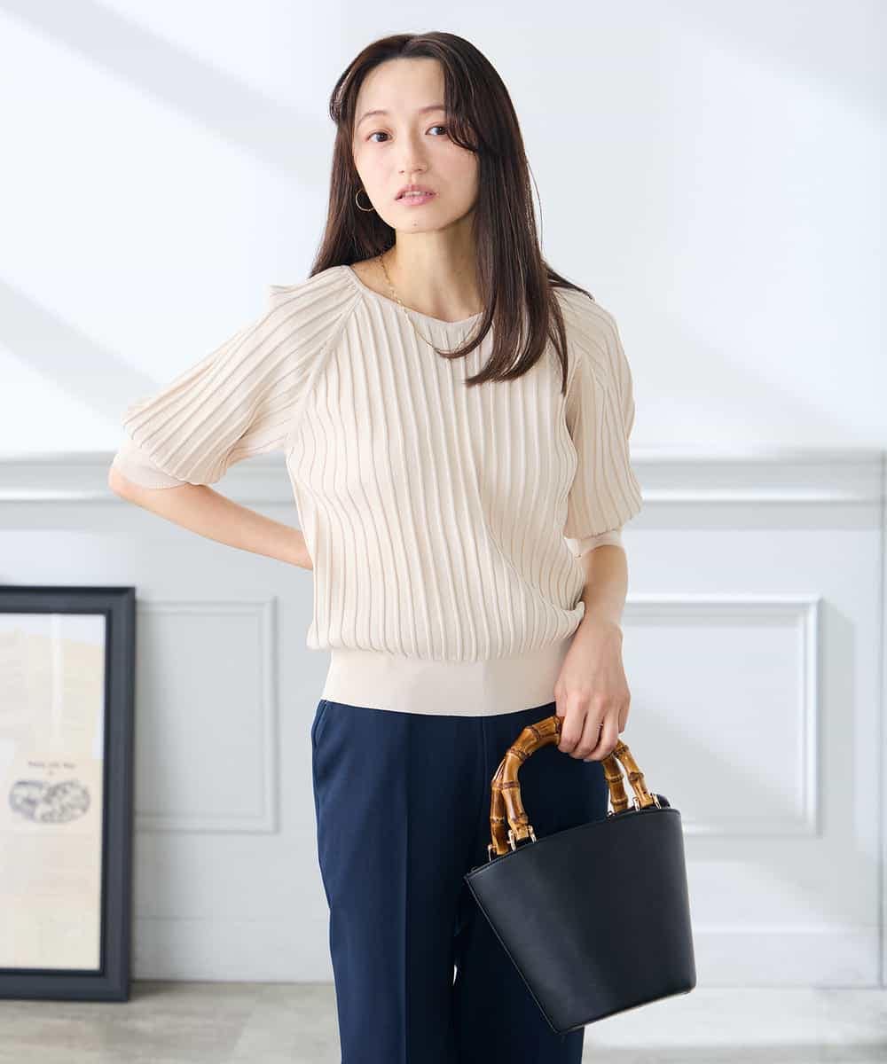 K3FGD15044 a.v.v Elmi(アー・ヴェ・ヴェ) 【低身長サイズ】プリーツライクサマーニット ピンク