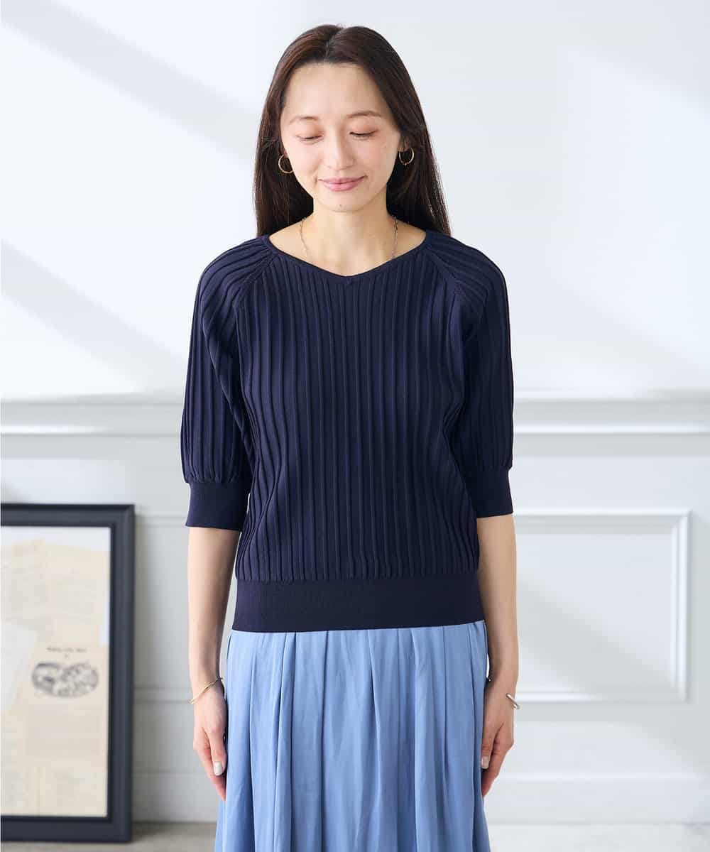 K3FGD15044 a.v.v Elmi(アー・ヴェ・ヴェ) 【低身長サイズ】プリーツライクサマーニット ピンク