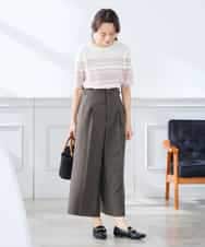 K3FGD20039 a.v.v Elmi(アー・ヴェ・ヴェ) 【低身長サイズ】ハーフスリーブクルーネックサマーニット【洗える/接触冷感/UVカット】 グリーン