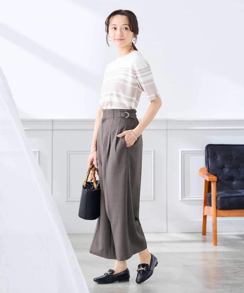 K3FGD20039 a.v.v Elmi(アー・ヴェ・ヴェ) 【低身長サイズ】ハーフスリーブクルーネックサマーニット【洗える/接触冷感/UVカット】 グリーン