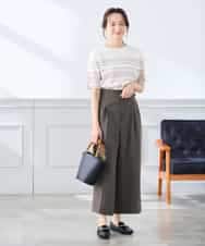 K3FGD20039 a.v.v Elmi(アー・ヴェ・ヴェ) 【低身長サイズ】ハーフスリーブクルーネックサマーニット【洗える/接触冷感/UVカット】 グリーン