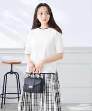 K3FGD20039 a.v.v Elmi(アー・ヴェ・ヴェ) 【低身長サイズ】ハーフスリーブクルーネックサマーニット【洗える/接触冷感/UVカット】 グリーン