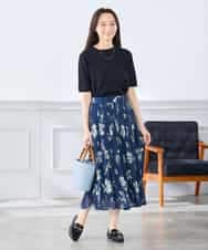 K3FGD20039 a.v.v Elmi(アー・ヴェ・ヴェ) 【低身長サイズ】ハーフスリーブクルーネックサマーニット【洗える/接触冷感/UVカット】 グリーン