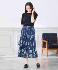 K3FGD20039 a.v.v Elmi(アー・ヴェ・ヴェ) 【低身長サイズ】ハーフスリーブクルーネックサマーニット【洗える/接触冷感/UVカット】 グリーン