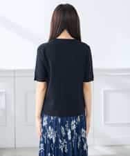 K3FGD20039 a.v.v Elmi(アー・ヴェ・ヴェ) 【低身長サイズ】ハーフスリーブクルーネックサマーニット【洗える/接触冷感/UVカット】 グリーン