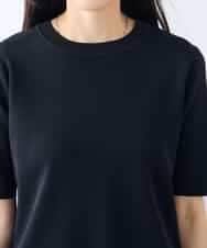 K3FGD20039 a.v.v Elmi(アー・ヴェ・ヴェ) 【低身長サイズ】ハーフスリーブクルーネックサマーニット【洗える/接触冷感/UVカット】 グリーン