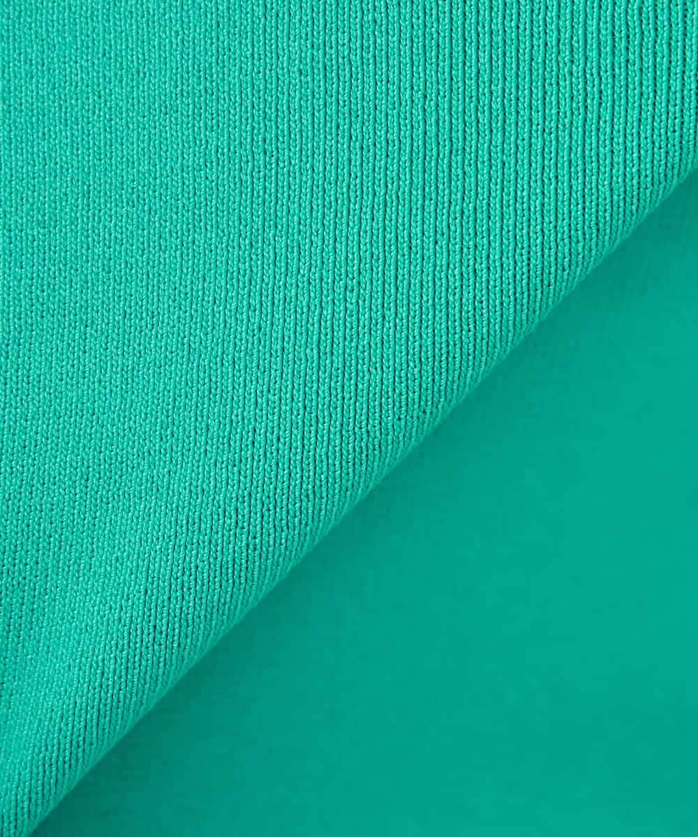 K3FGD20039 a.v.v Elmi(アー・ヴェ・ヴェ) 【低身長サイズ】ハーフスリーブクルーネックサマーニット【洗える/接触冷感/UVカット】 グリーン