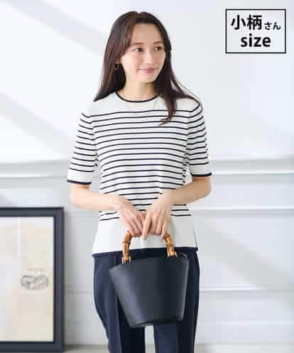 K3FGD20039 a.v.v Elmi 【低身長サイズ】ハーフスリーブクルーネックサマーニット【洗える/接触冷感/UVカット】