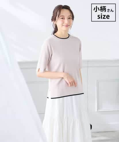 K3FGD20039 a.v.v Elmi 【低身長サイズ】ハーフスリーブクルーネックサマーニット【洗える/接触冷感/UVカット】