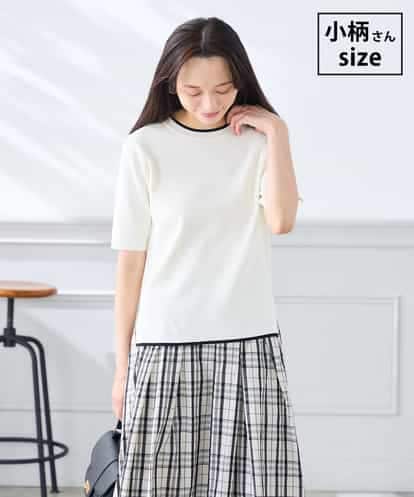 K3FGD20039 a.v.v Elmi 【低身長サイズ】ハーフスリーブクルーネックサマーニット【洗える/接触冷感/UVカット】