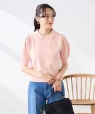 K3FGD30049 a.v.v Elmi(アー・ヴェ・ヴェ) 【低身長サイズ】襟付きサマーニット ピンク