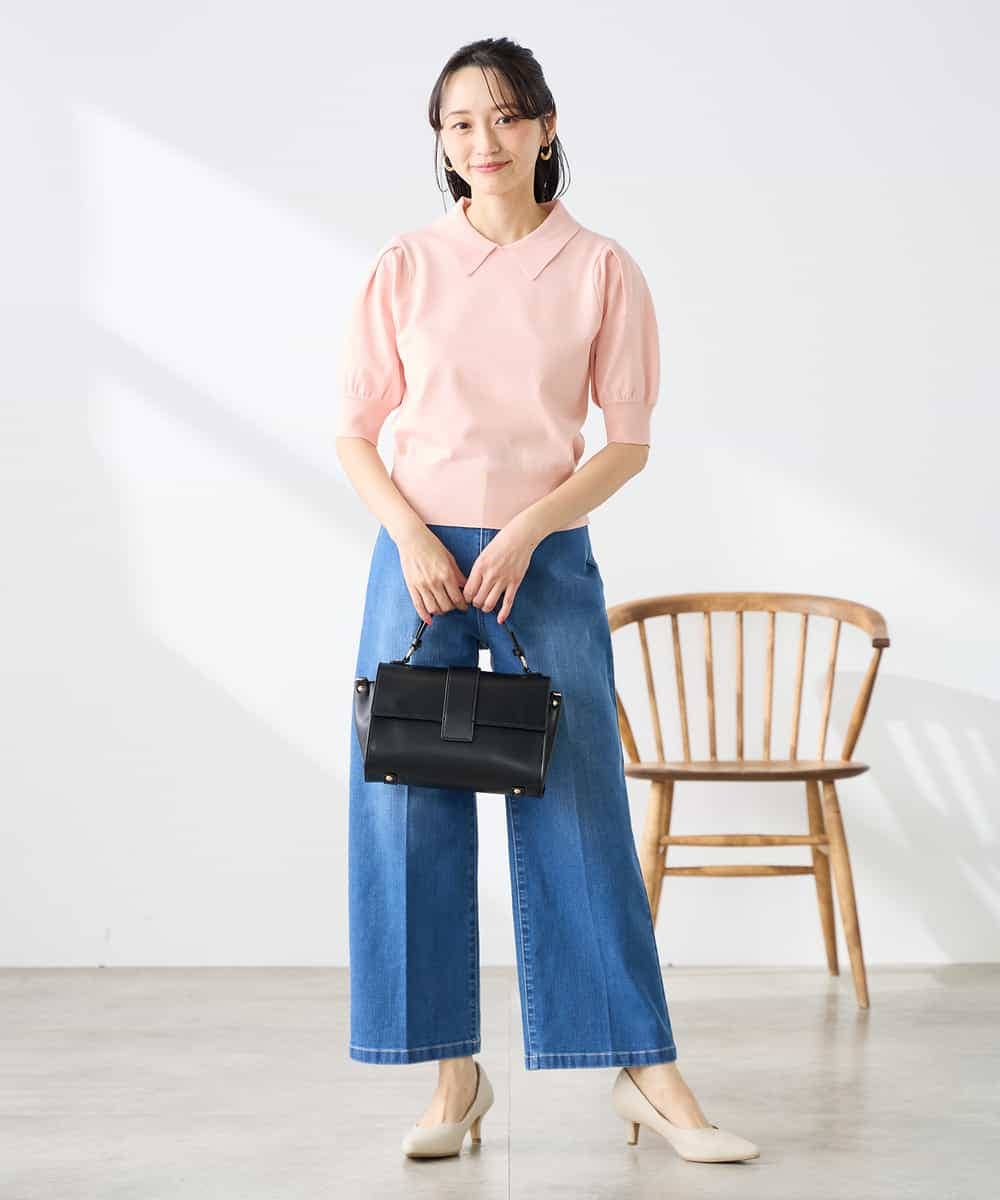 K3FGD30049 a.v.v Elmi(アー・ヴェ・ヴェ) 【低身長サイズ】襟付きサマーニット ピンク