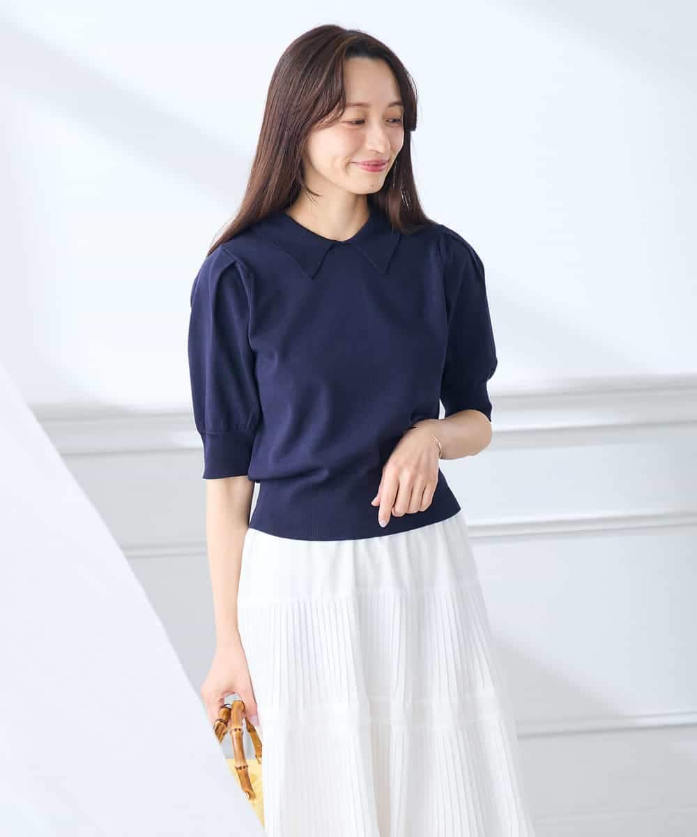 K3FGD30049 a.v.v Elmi(アー・ヴェ・ヴェ) 【低身長サイズ】襟付きサマーニット ピンク