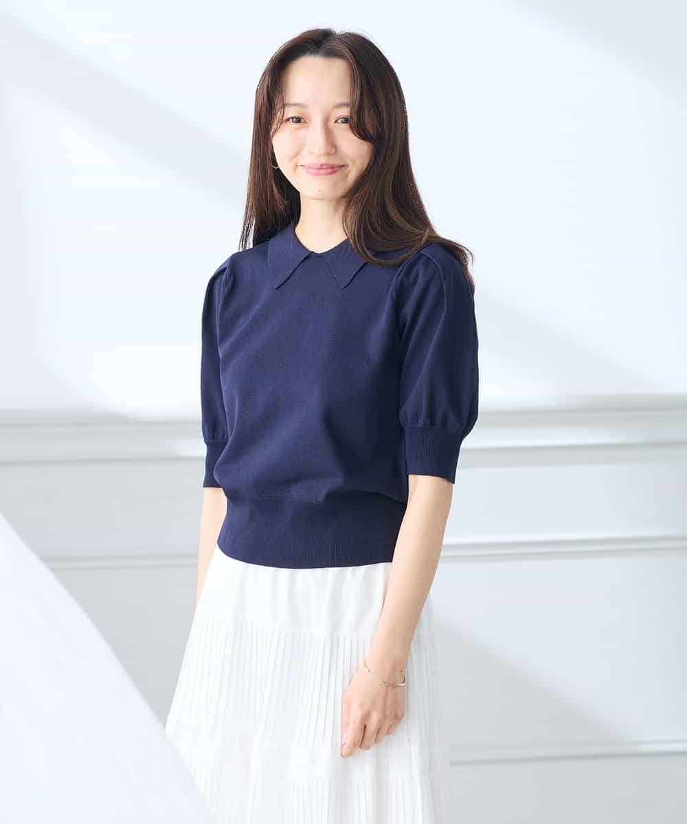 K3FGD30049 a.v.v Elmi(アー・ヴェ・ヴェ) 【低身長サイズ】襟付きサマーニット ピンク