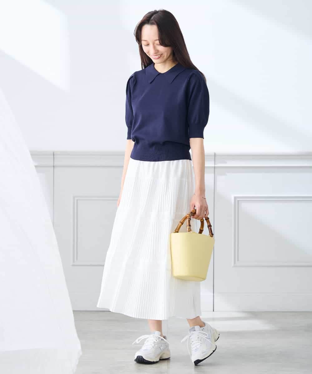 K3FGD30049 a.v.v Elmi(アー・ヴェ・ヴェ) 【低身長サイズ】襟付きサマーニット ピンク