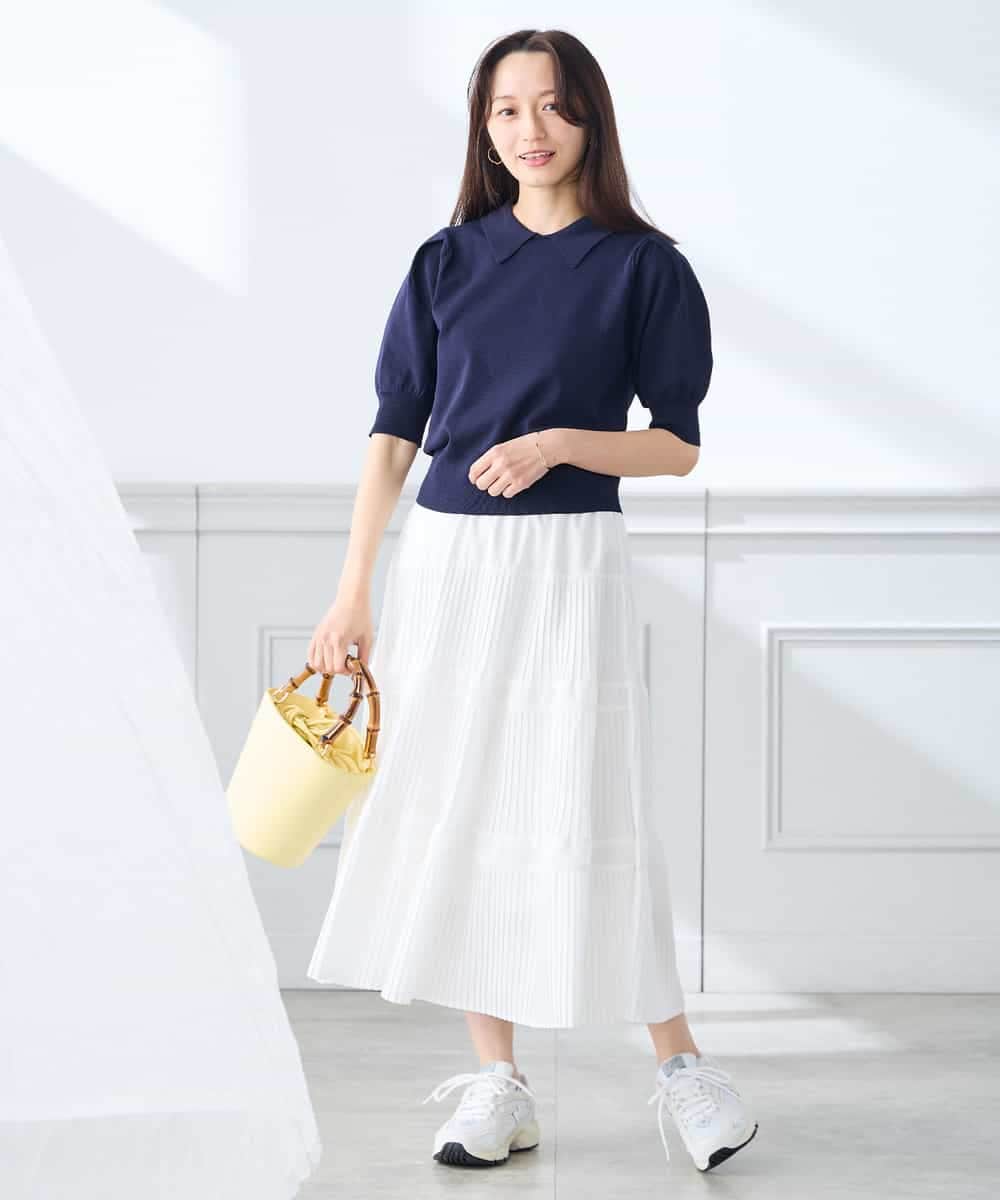 K3FGD30049 a.v.v Elmi(アー・ヴェ・ヴェ) 【低身長サイズ】襟付きサマーニット ピンク