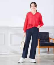 K3FGD31054 a.v.v Elmi(アー・ヴェ・ヴェ) 【低身長サイズ】メッシュフードニットプルオーバー レッド