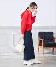 K3FGD31054 a.v.v Elmi(アー・ヴェ・ヴェ) 【低身長サイズ】メッシュフードニットプルオーバー レッド