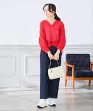 K3FGD31054 a.v.v Elmi(アー・ヴェ・ヴェ) 【低身長サイズ】メッシュフードニットプルオーバー レッド